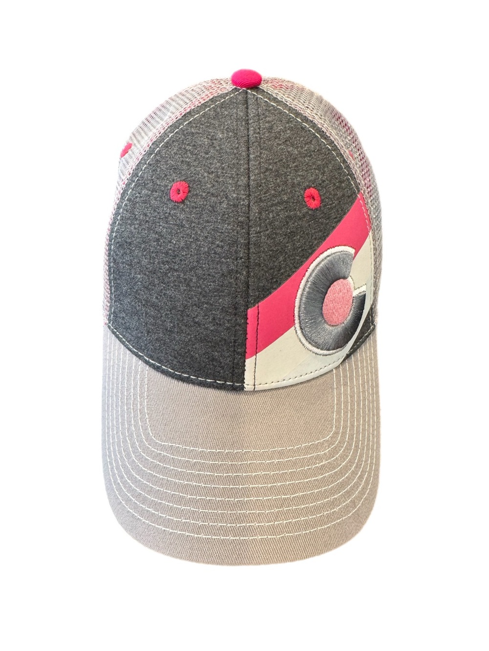 Colorado Adjustable Mesh Snapback Hat Cap YoColorado Adult Fit Gray & Pink
